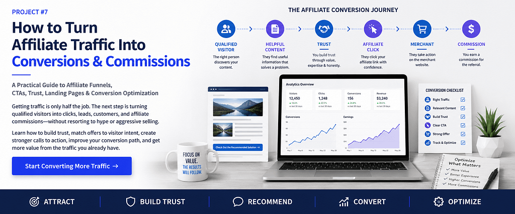 Affiliate conversion journey from qualified traffic to clicks, customers, and commissions