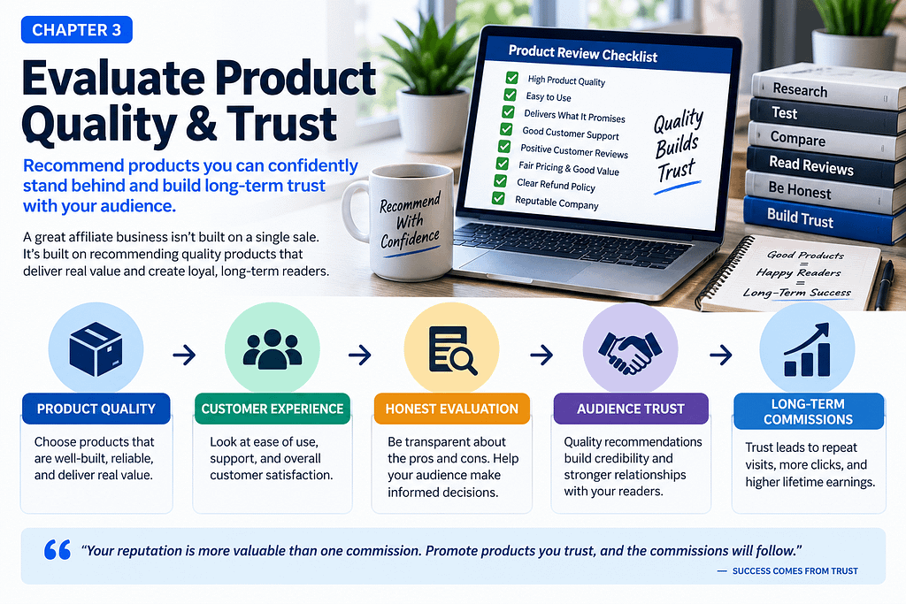 Affiliate product quality and trust evaluation checklist for choosing products to promote