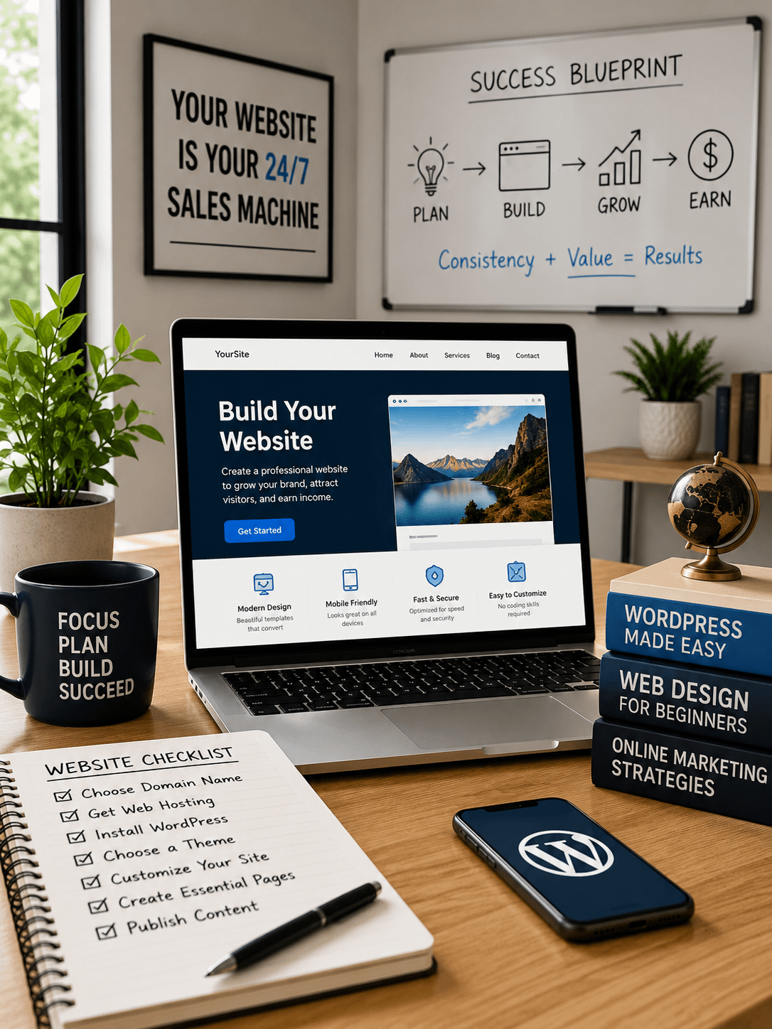 Affiliate marketing website planning workspace for building a professional website