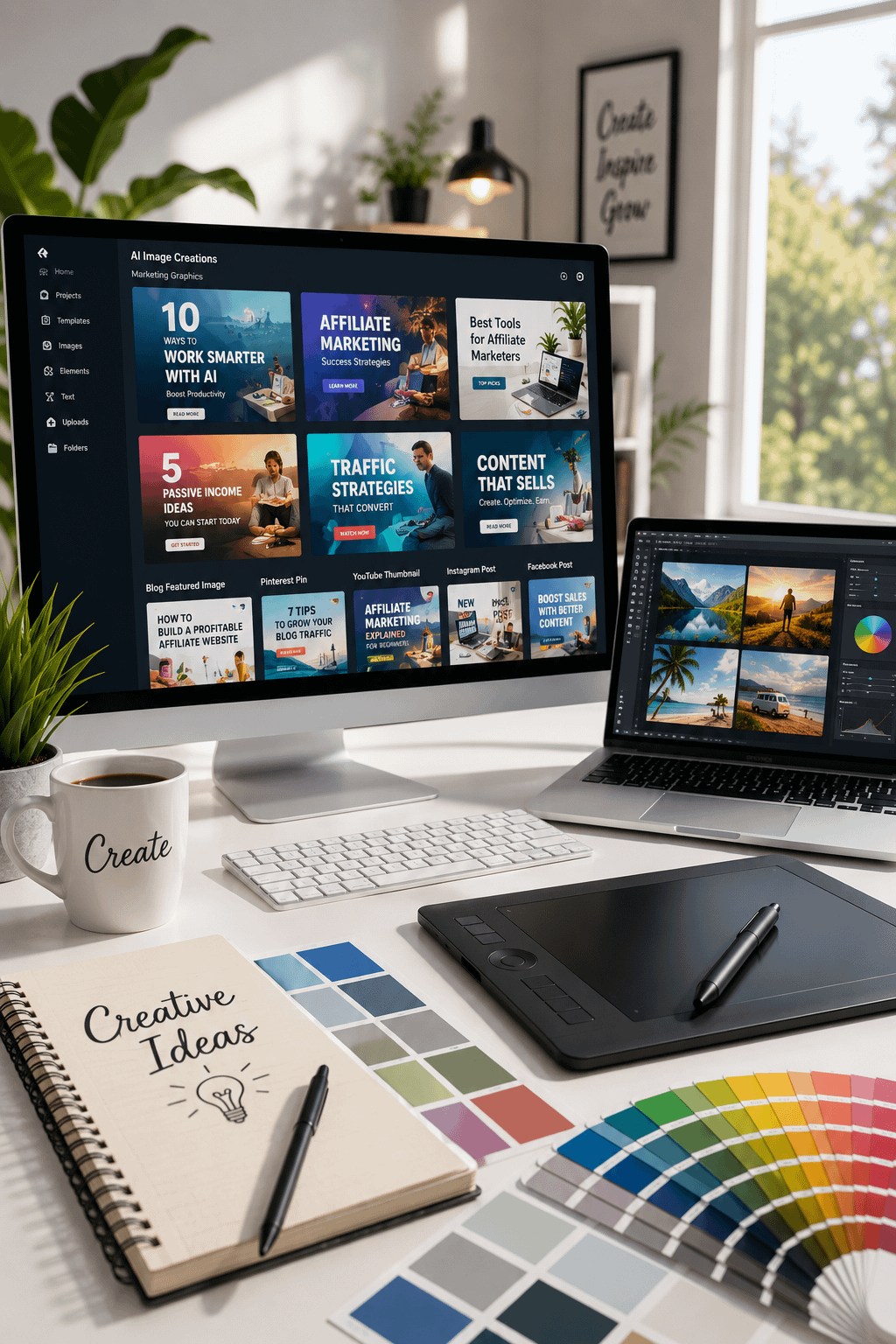 AI video tools for affiliate marketers showing video content creation, editing, and digital marketing visuals